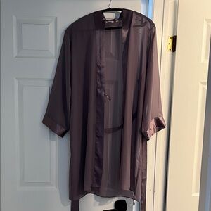 La Vie En Rose Soft Lavender Satin-Trim Robe